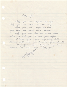 Michael Jeffrey Jordan Signed Handwritten Love Poem Titled "Only You" (JSA)- One of the Earliest Known Signatures of Jordan!